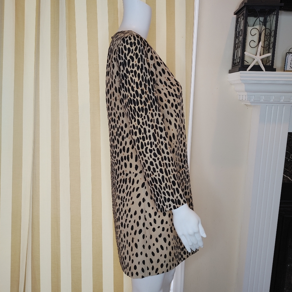 JCREW LEOPARD SHIFT DRESS WITH POCKETS, CAMEL/BLACK  2 - Picture 5 of 9